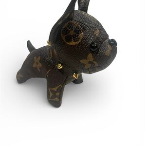 Vintage French bulldog, keychain, and bag charm with Gold Accents